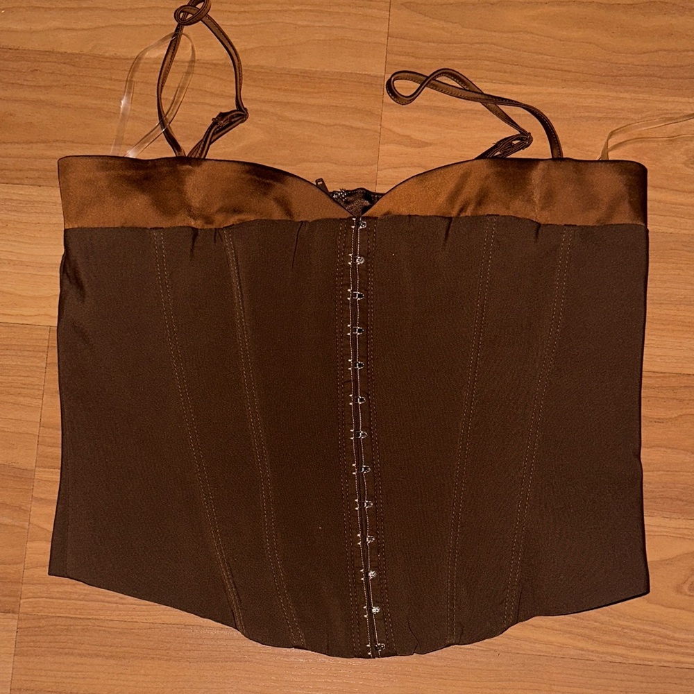 Forever 21 Bronze Satin Corset Tank